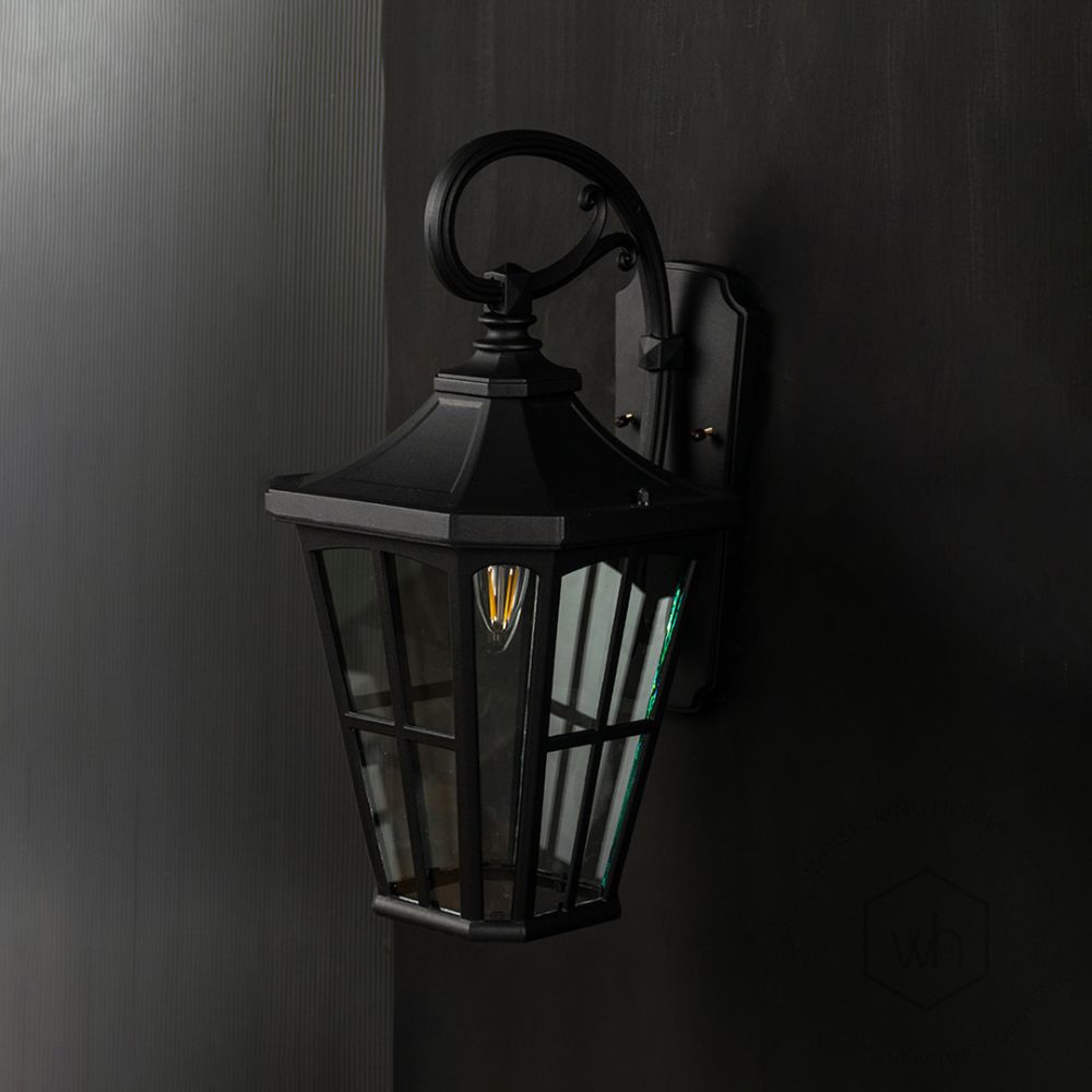 Lantern Outdoor Wall Light - Black Light Off Black Background