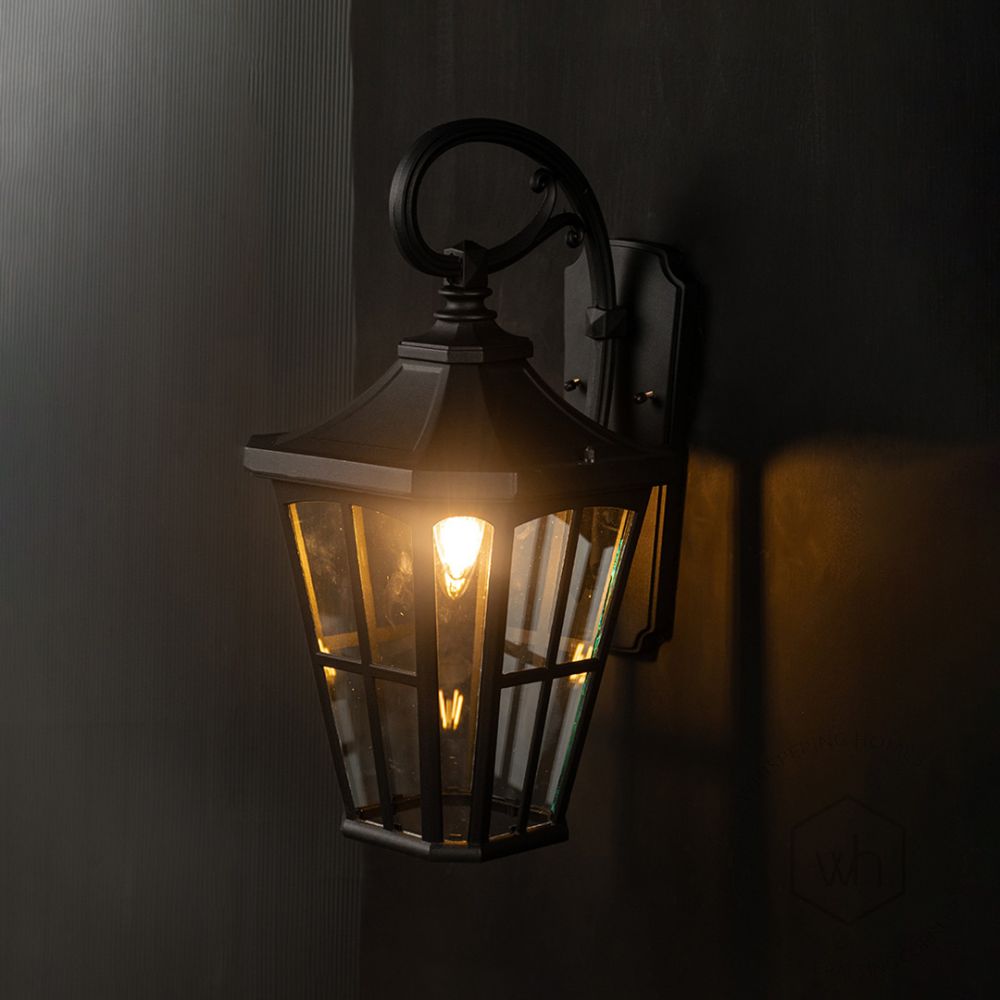 Lantern Outdoor Wall Light - Black Light On Black Background