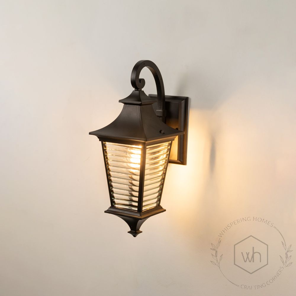 Bungalow Outdoor Wall Light - Dark Brown Light On White Background