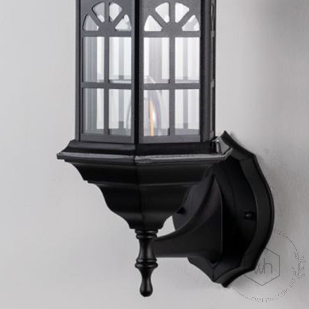 Castle Outdoor Sconce Light - Black Closeup