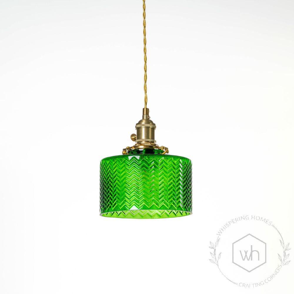 Laminae Green Hanging Light Light Off White Background