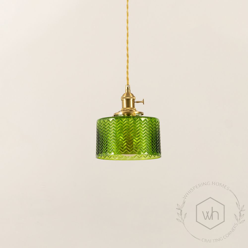 Laminae Green Hanging Light Light Off White Background