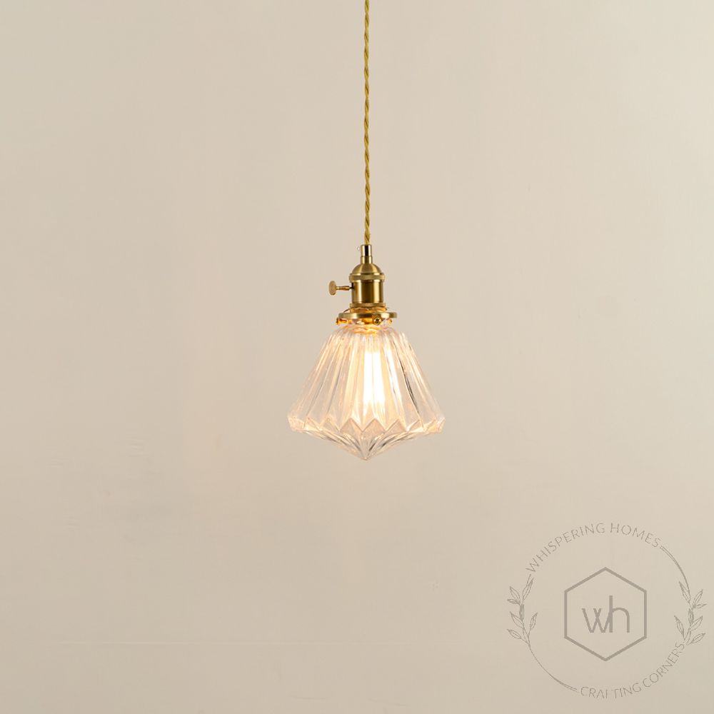 Petalos Glass Hanging Light Light On White Background