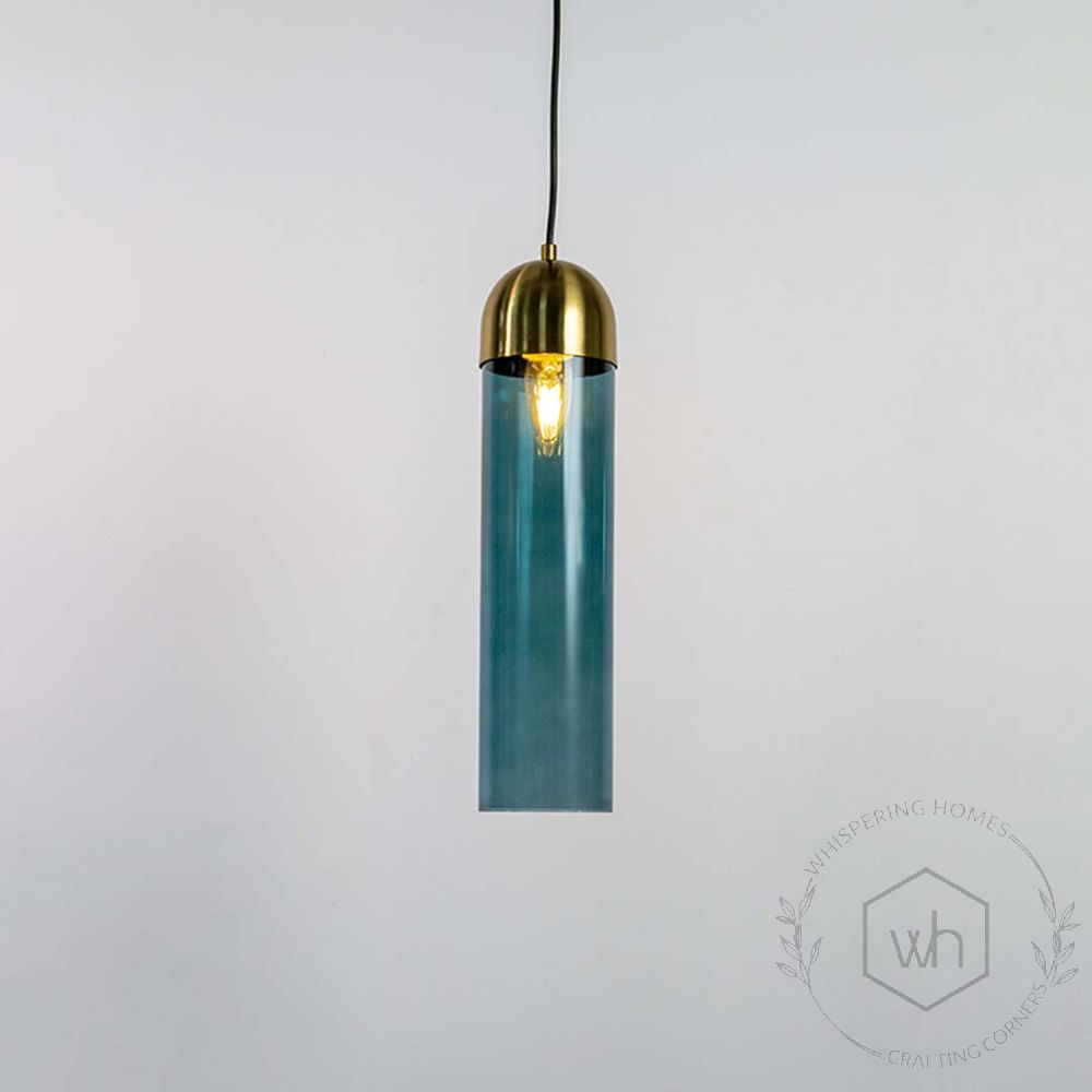 Modern Glass Tube Pendant Light Light On White Background