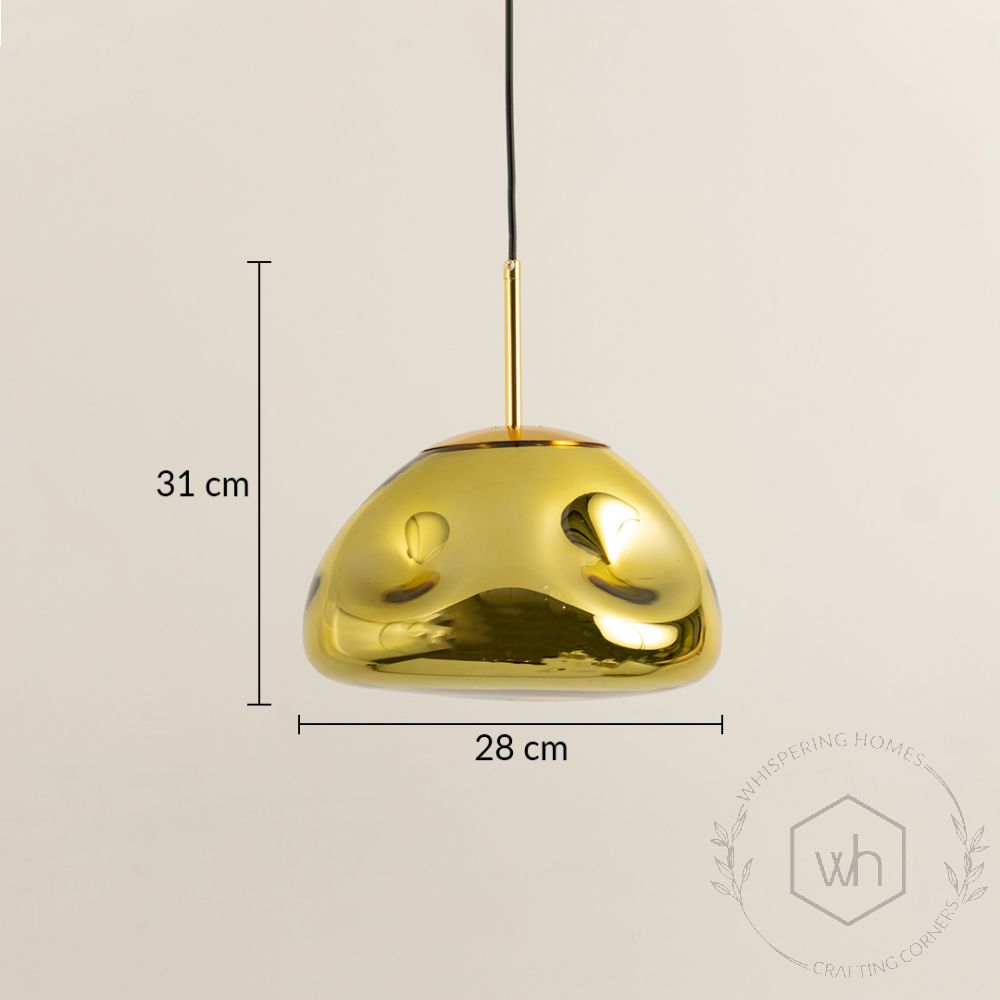 Modern Minimalist Glass Hanging Lamp Metallic Yellow Dimensions