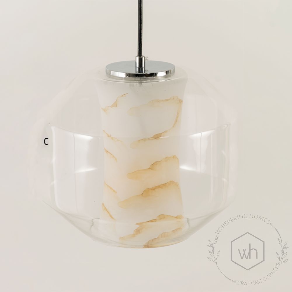 Marble Grain Glass Round Pendant Lamp Closeup