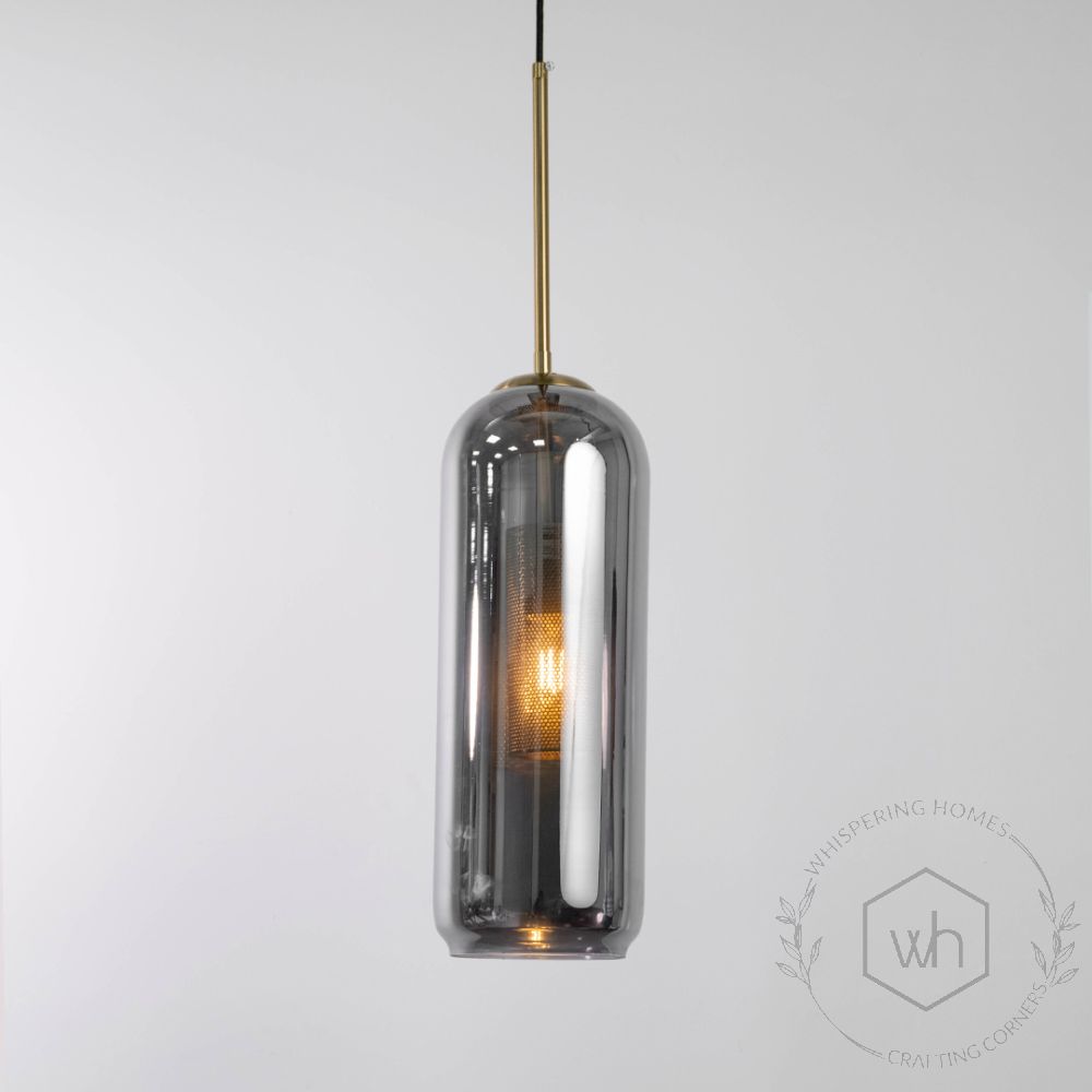 Modern Loft Smoky Grey Glass Hanging Pendant Light 