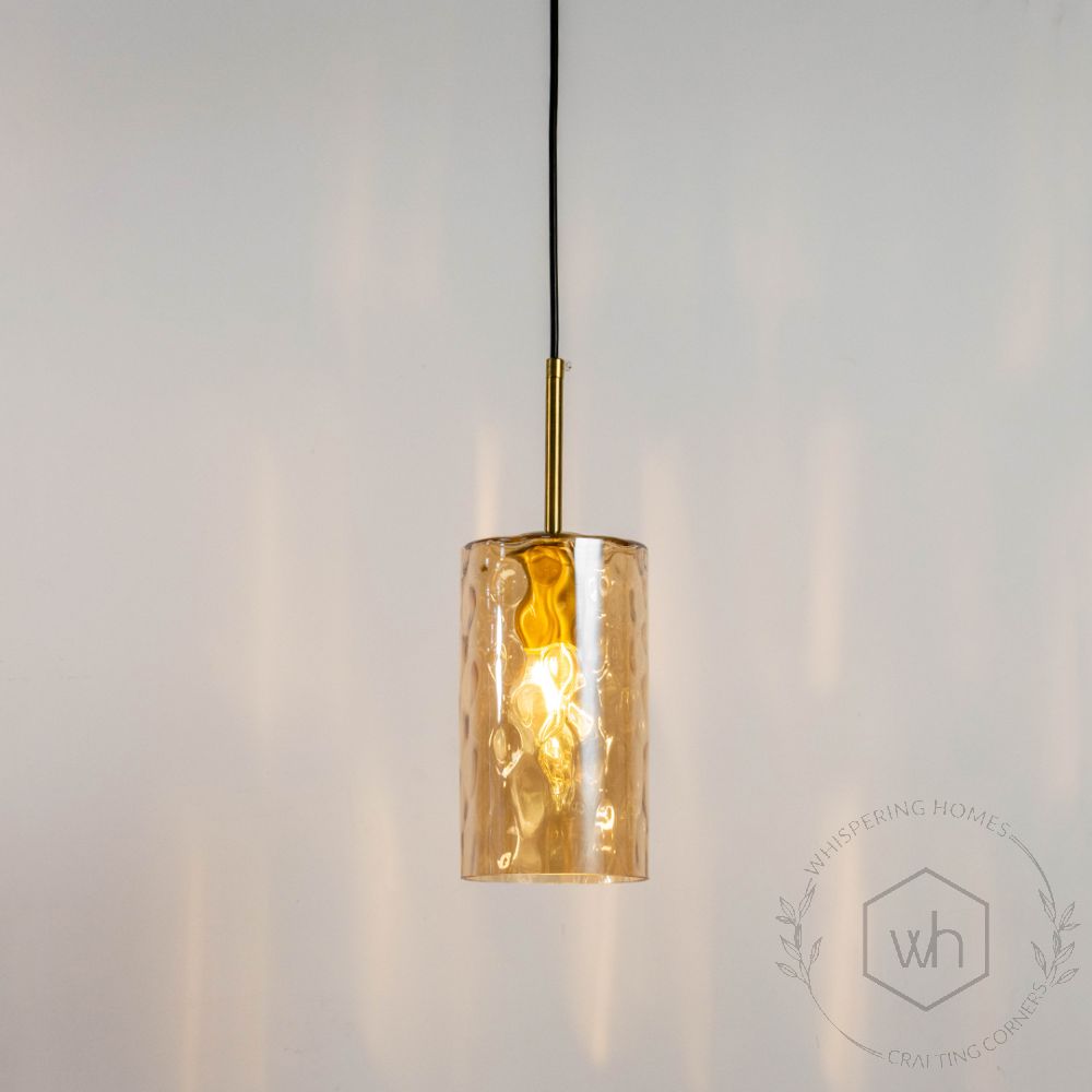 Nordic Water Ripple Colored Glass Cylindrical Pendant Light 