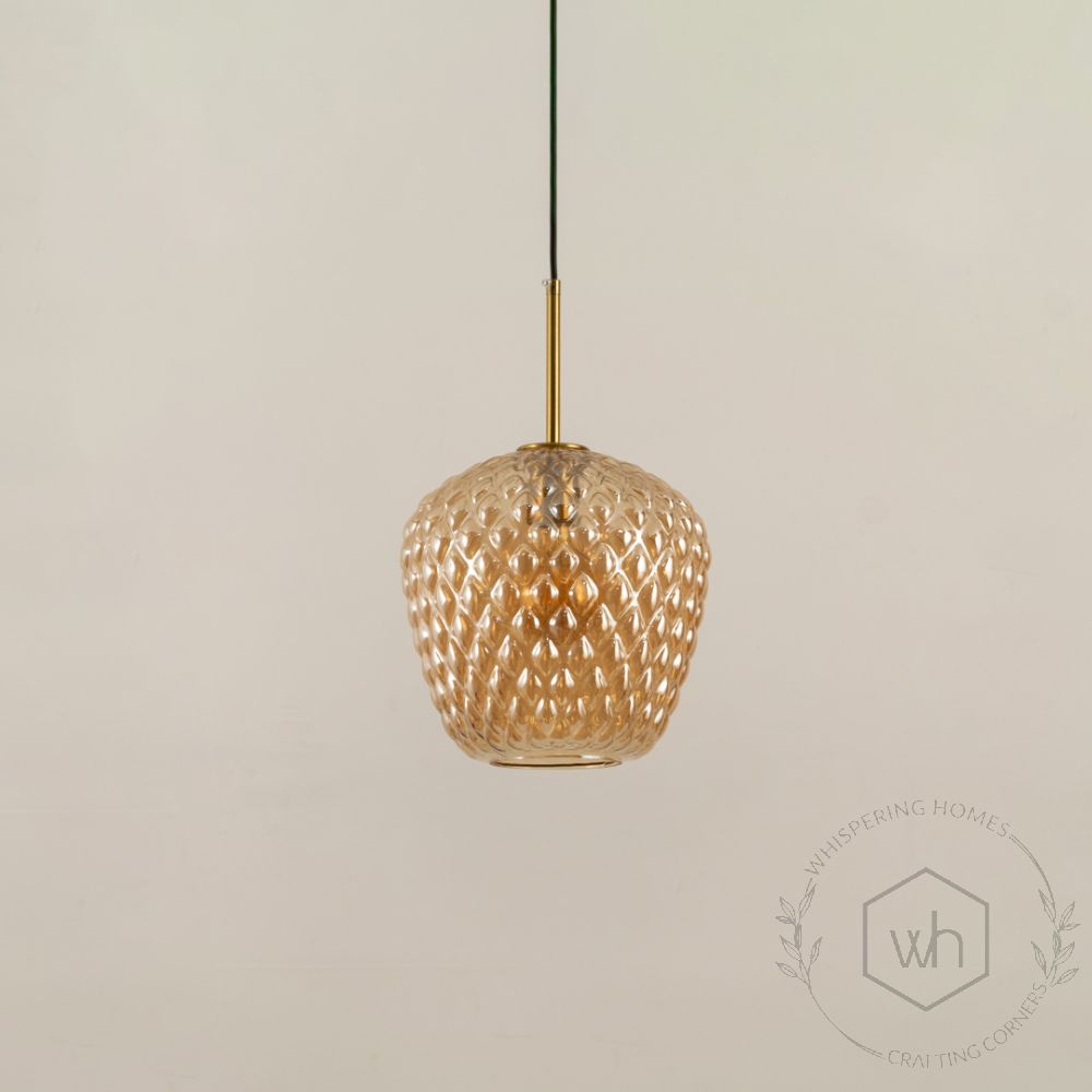 Textured Pattern Bud Shape Pendant Lamp Light Off White Background