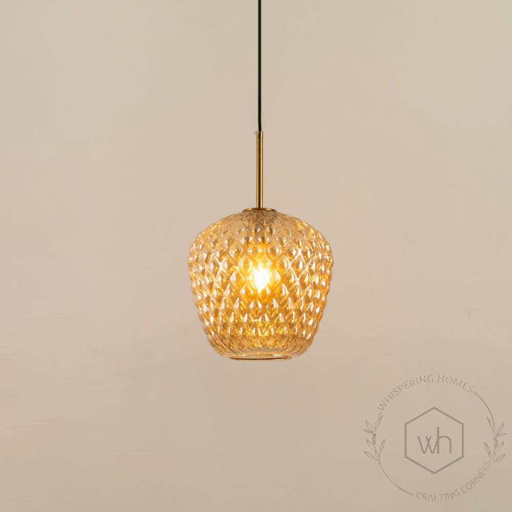 Textured Pattern Bud Shape Pendant Lamp Light On White Background