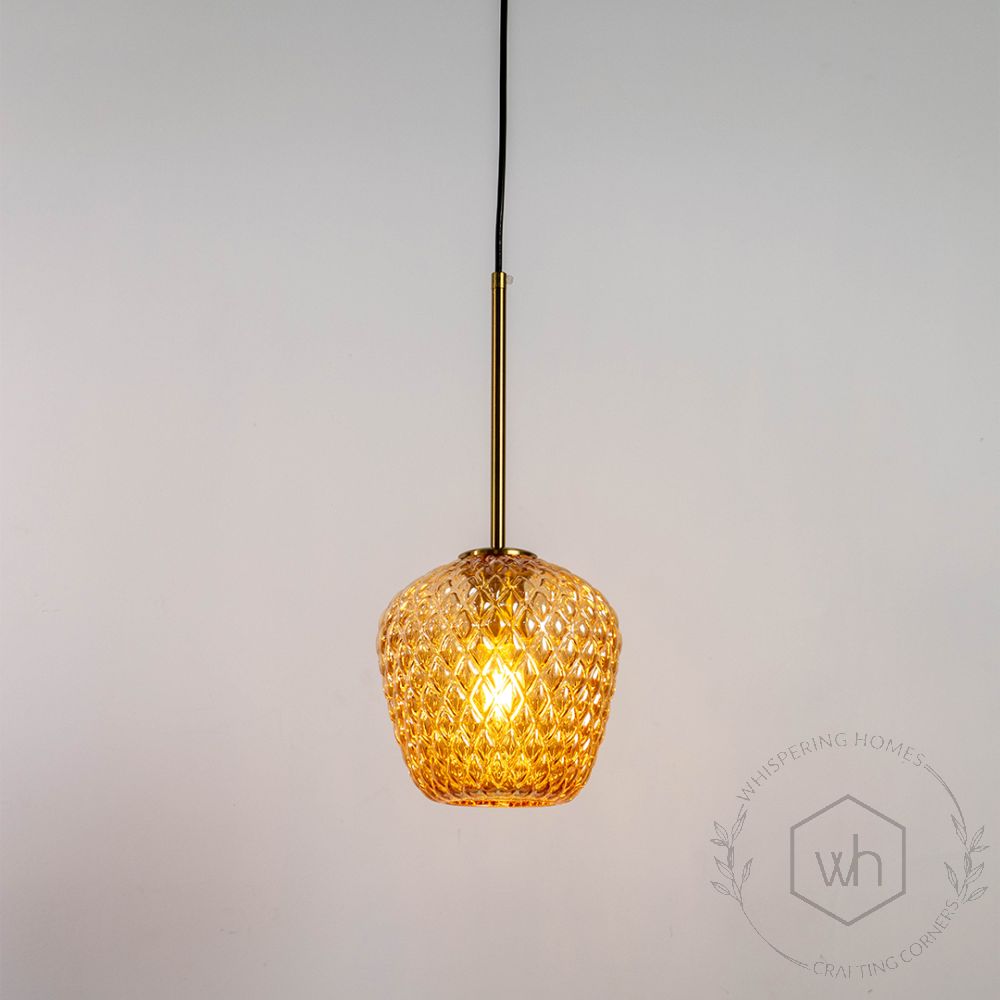 Textured Pattern Bud Shape Pendant Lamp Light On White Background