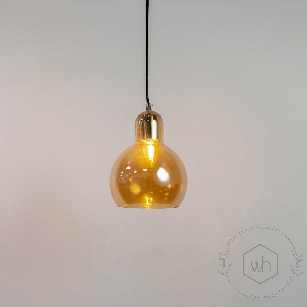 Contemporary Creative Single Head Glass Pendant Lamp Light On White Background