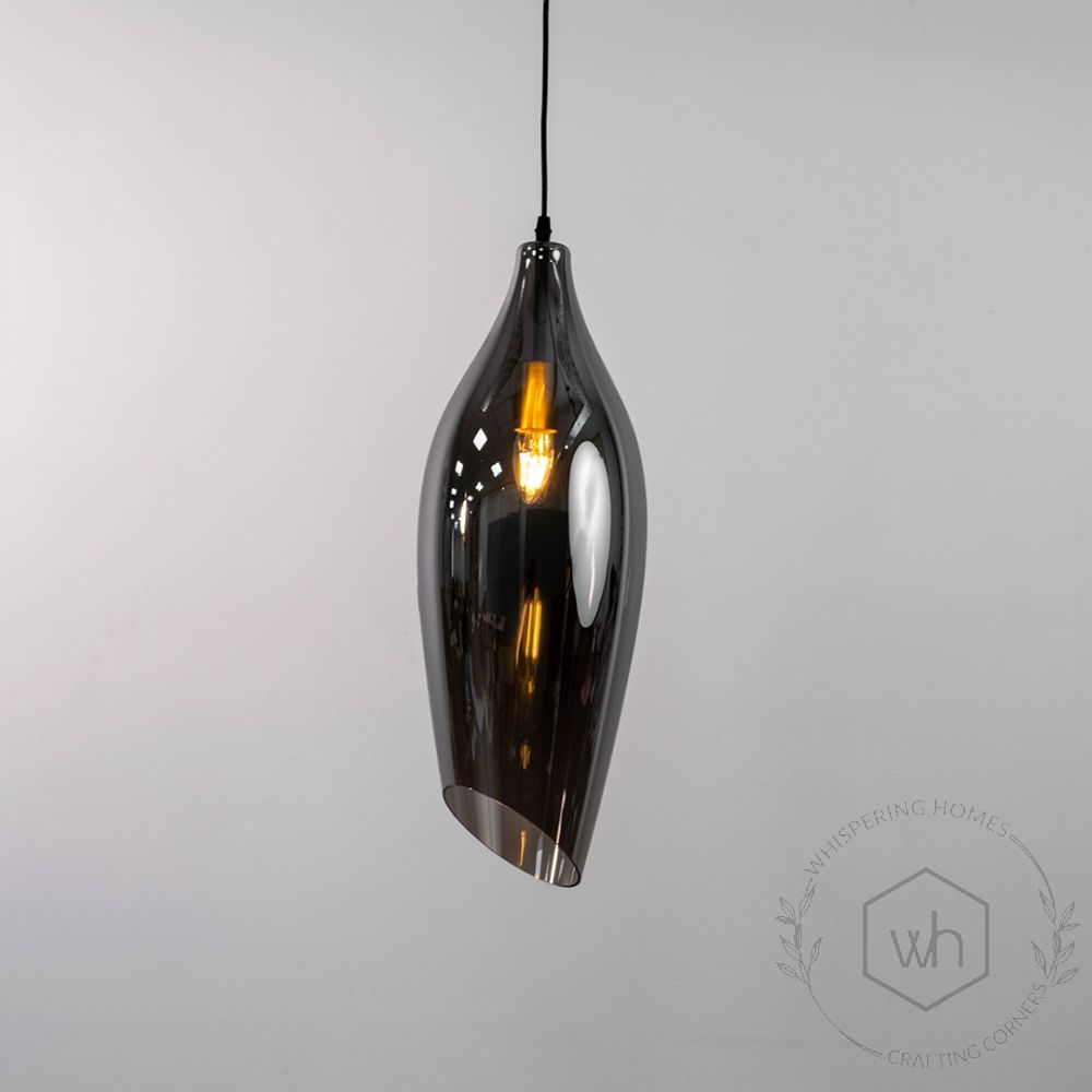 Brilliance Beam Glass Pendant Light - Black Light On White Background