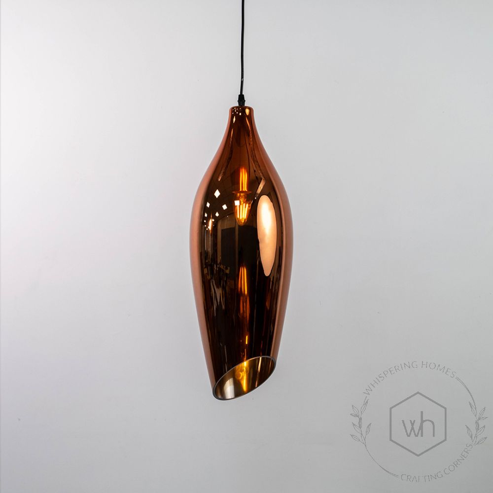 Brilliance Beam Glass Hanging Pendant Light - Metallic Red Light On White Background