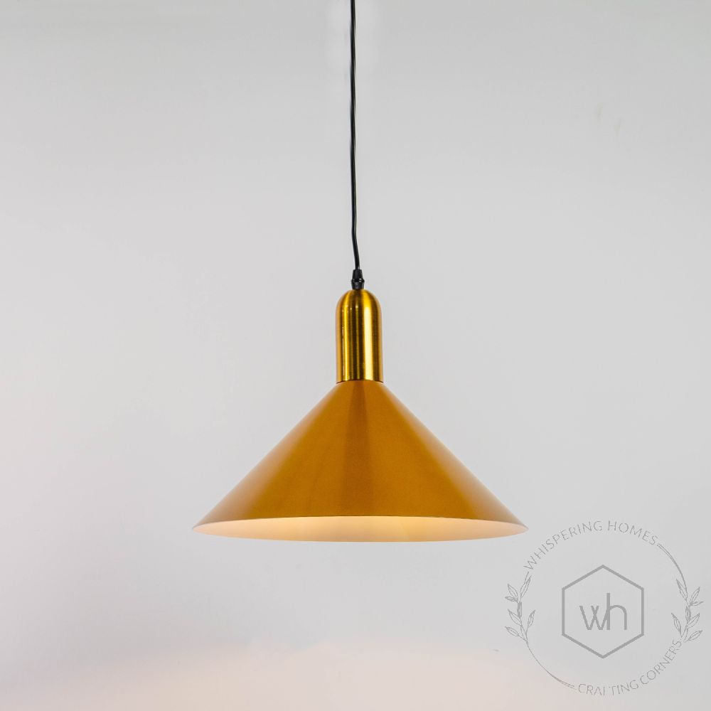 Dome Shape Metal Hanging Pendant Light Light On White Background