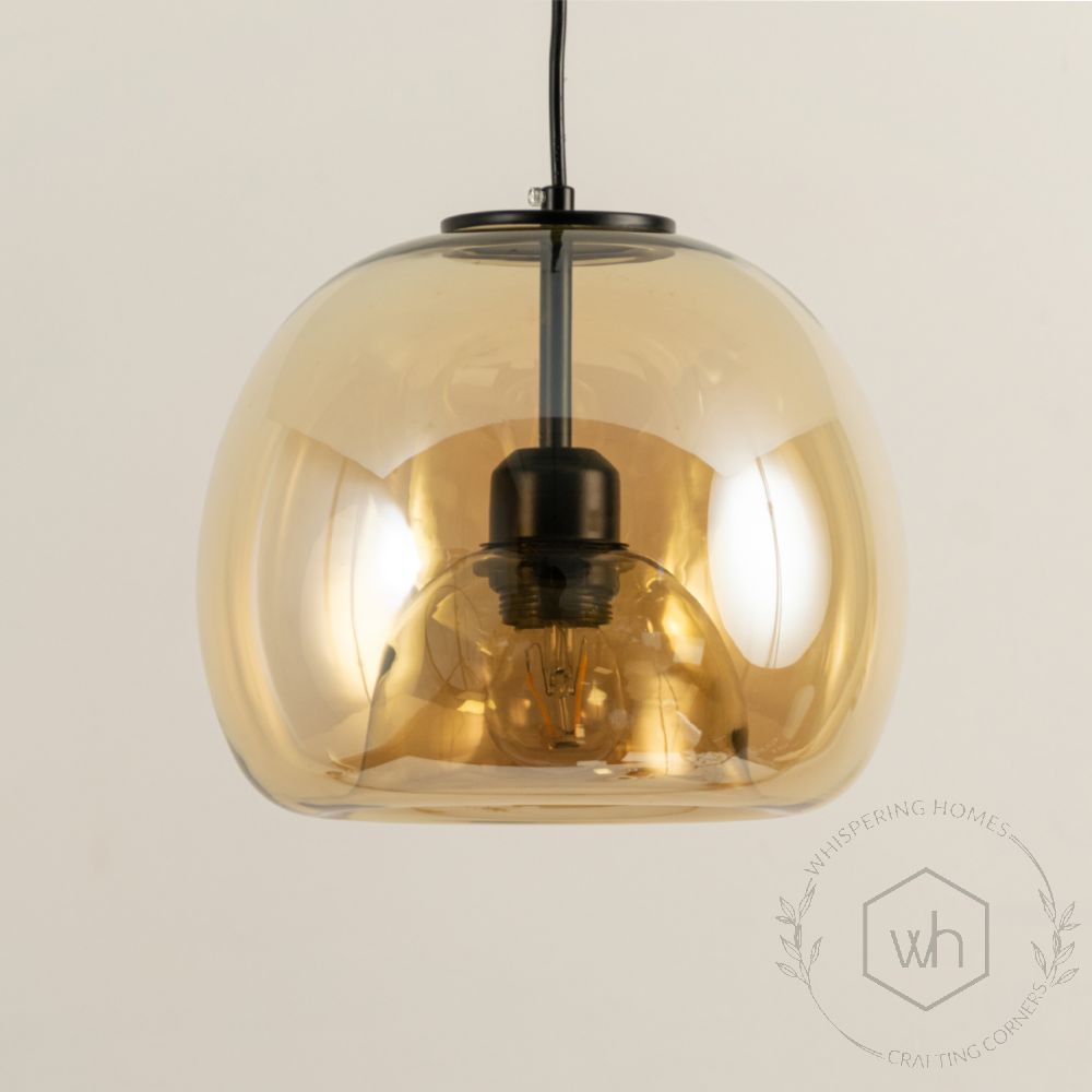 Modern Hanging Pendant Light Amber Closeup