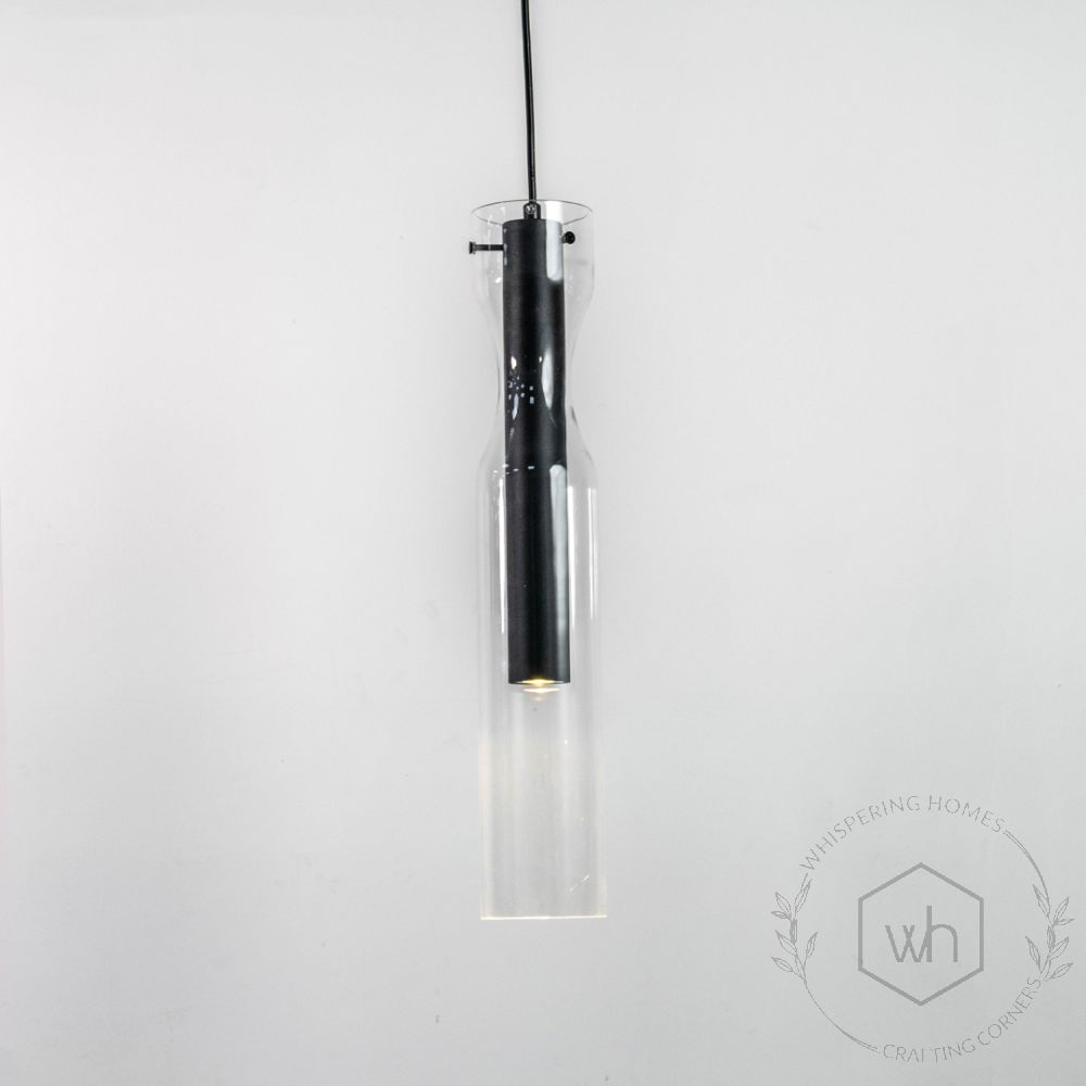 Glass Rod Hanging Pendant Light Light Off White Background