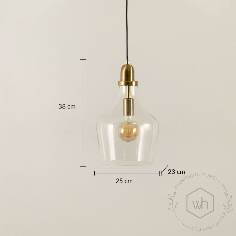 Plain Clear Glass Hanging Pendant Light Dimensions