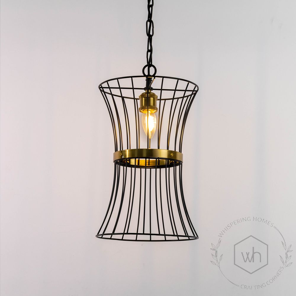 Industrial Black Metal Hanging Lamp Light On White Background