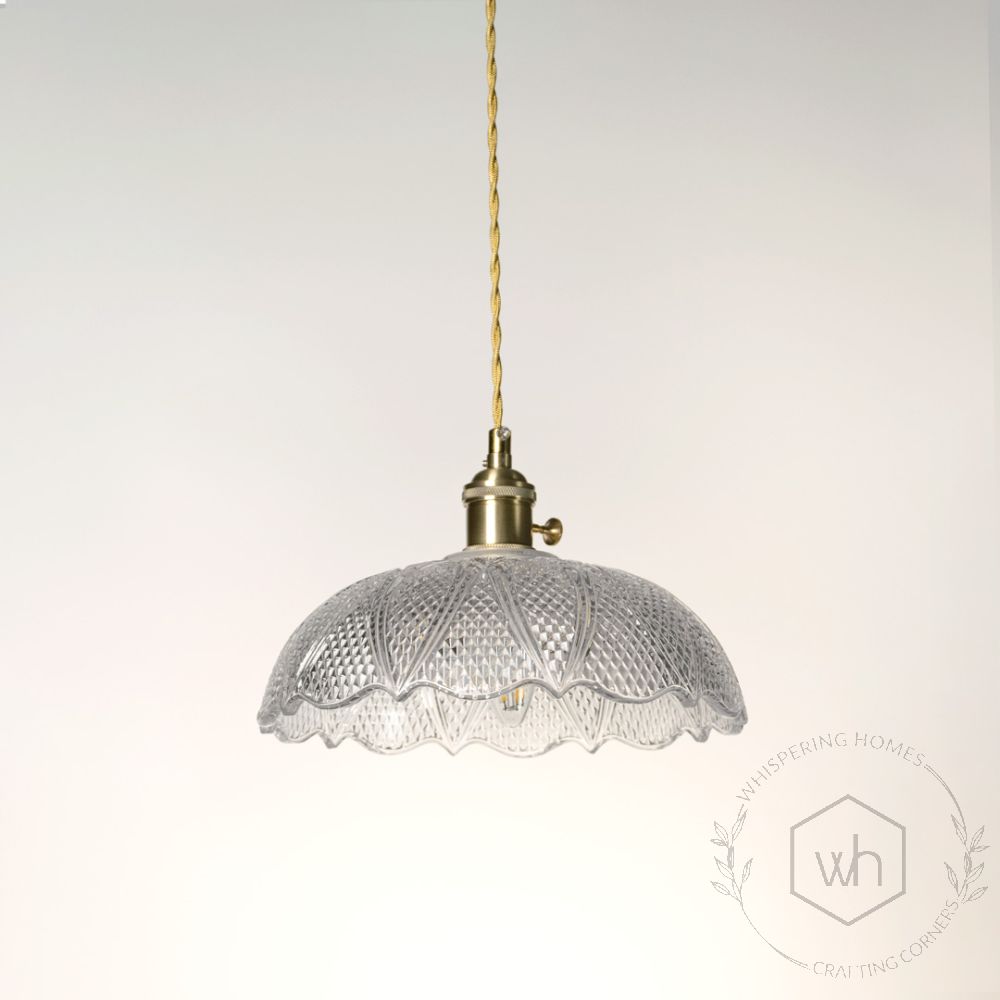Vintage Pendant Light with Glass Shade