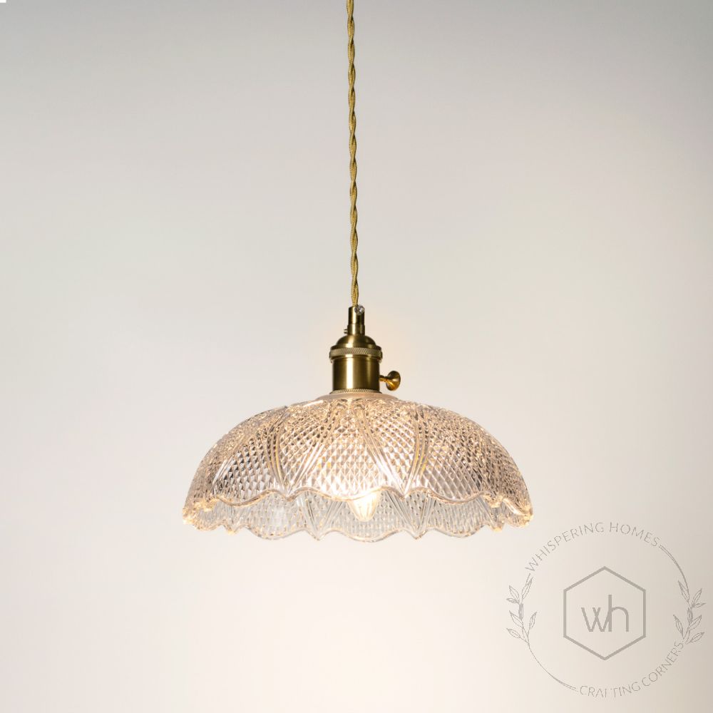 Vintage Pendant Light with Glass Shade