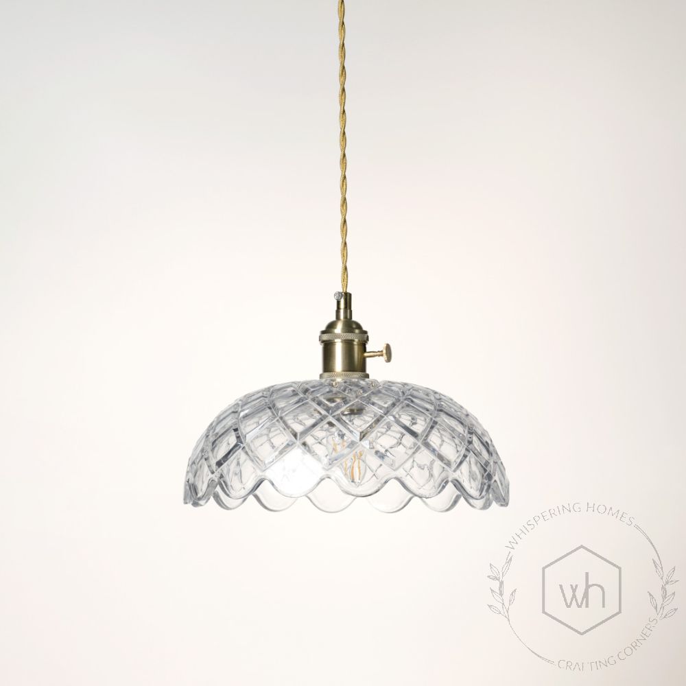 Holophane Brass Glass Pendant Lamp Light Off White Background