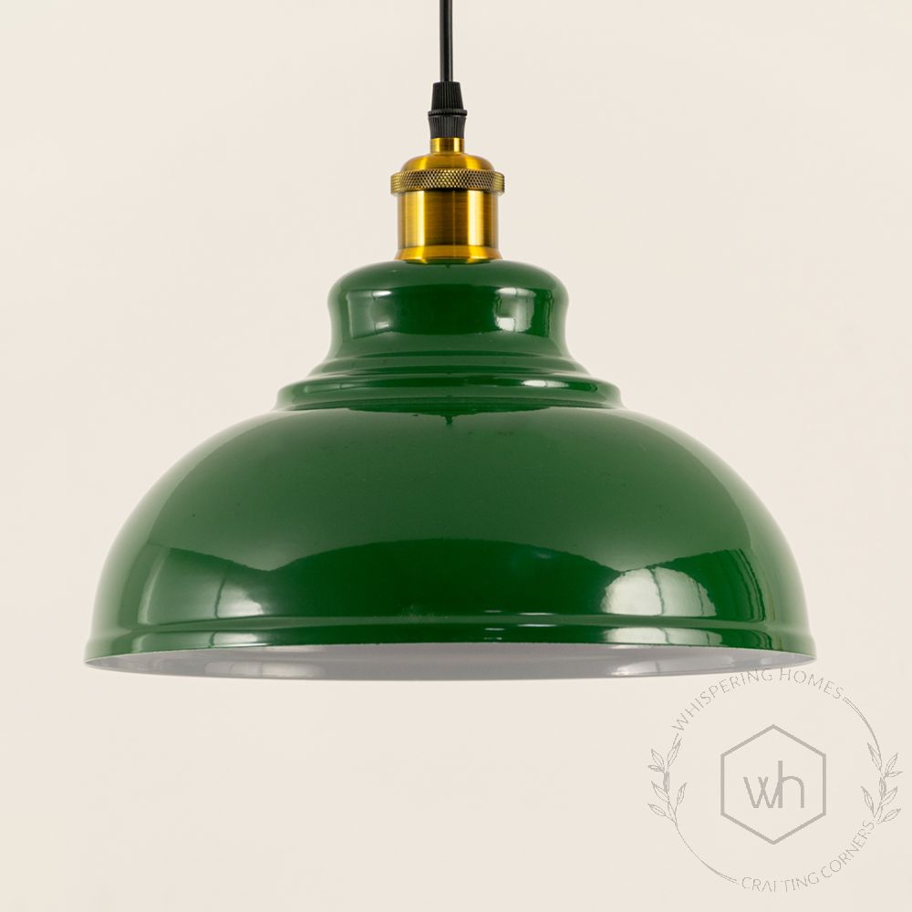 Factory Style British Green Pendant Light Closeup