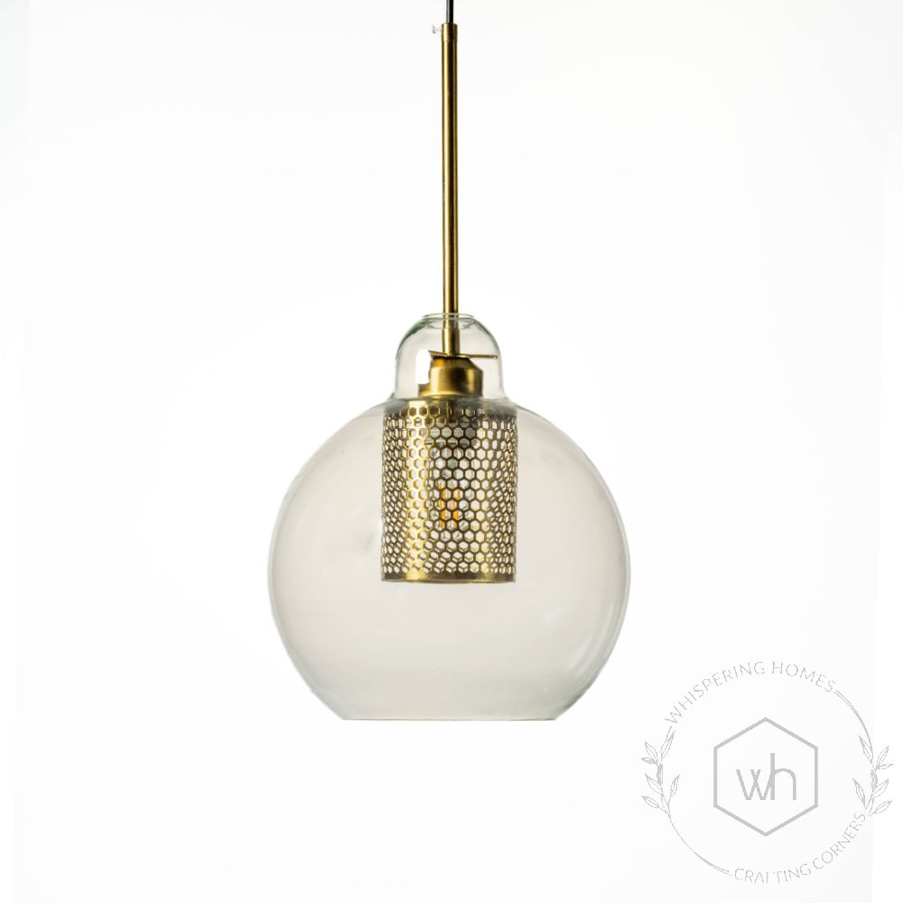 Modern Loft Glass Pendant - Dome Light Off White Background