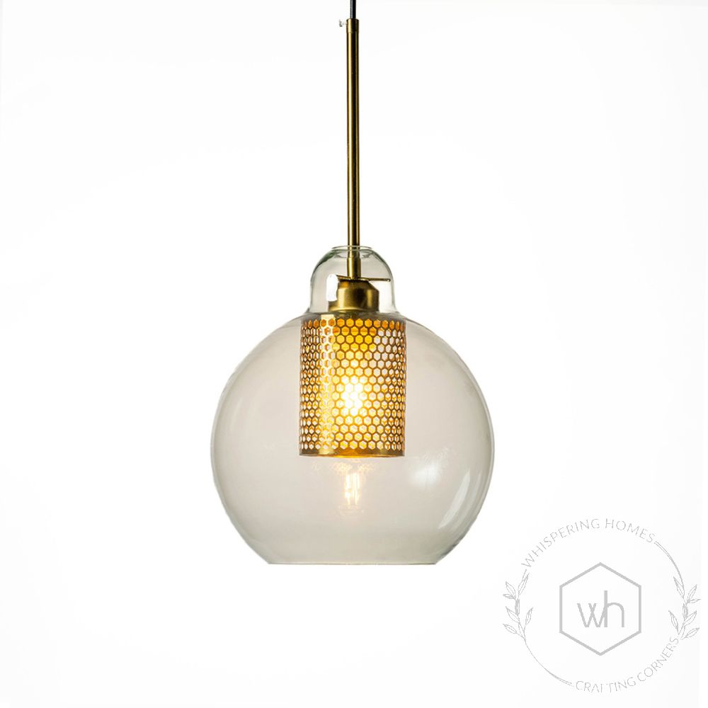 Modern Loft Glass Pendant - Dome Light On White Background