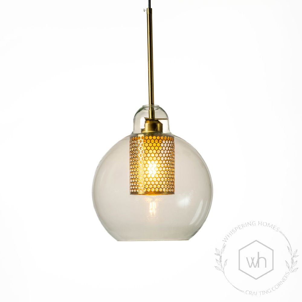 Modern Loft Glass Pendant - Dome Light On White Background