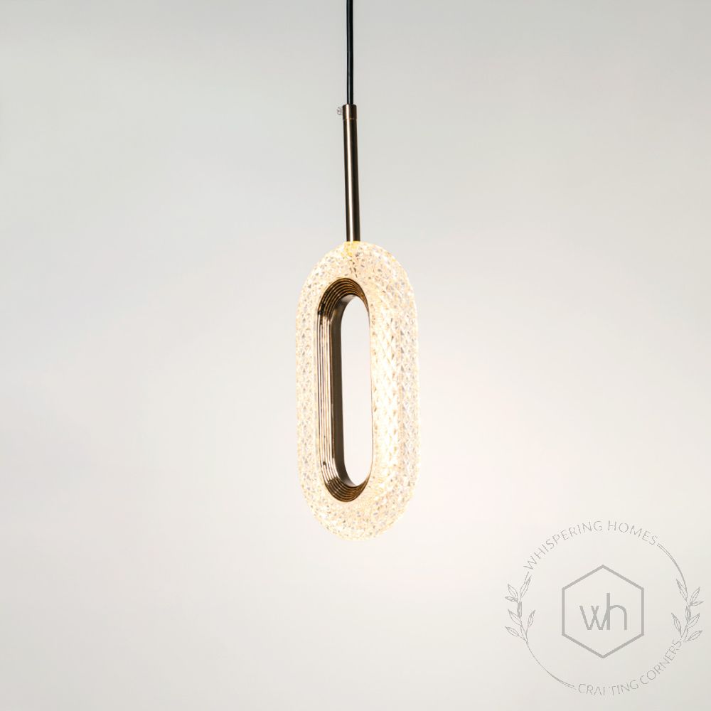 Vima Golden Pendant Lamp Light On White Background