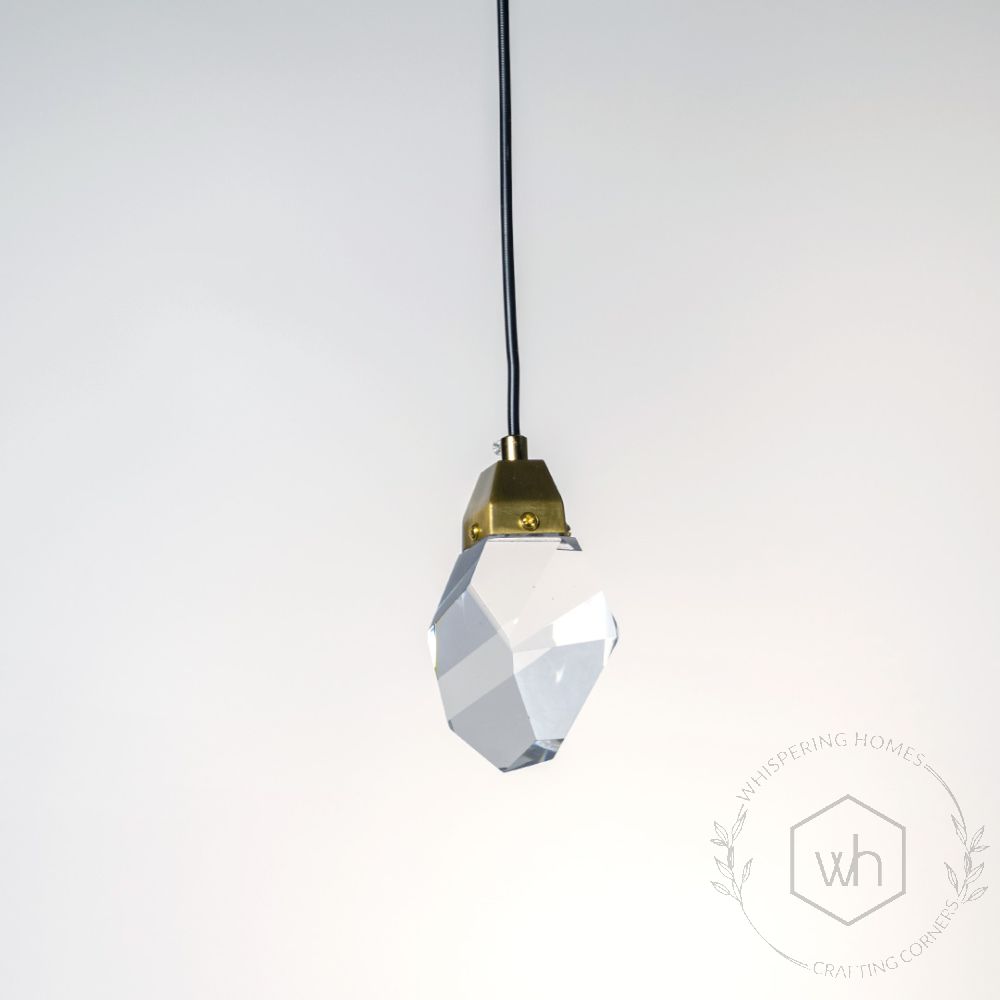 Modern Plating Crystal Pendant Light Light Off White Background-1