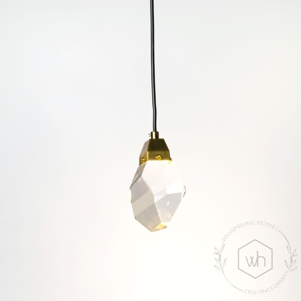 Modern Plating Crystal Pendant Light Light On White Background