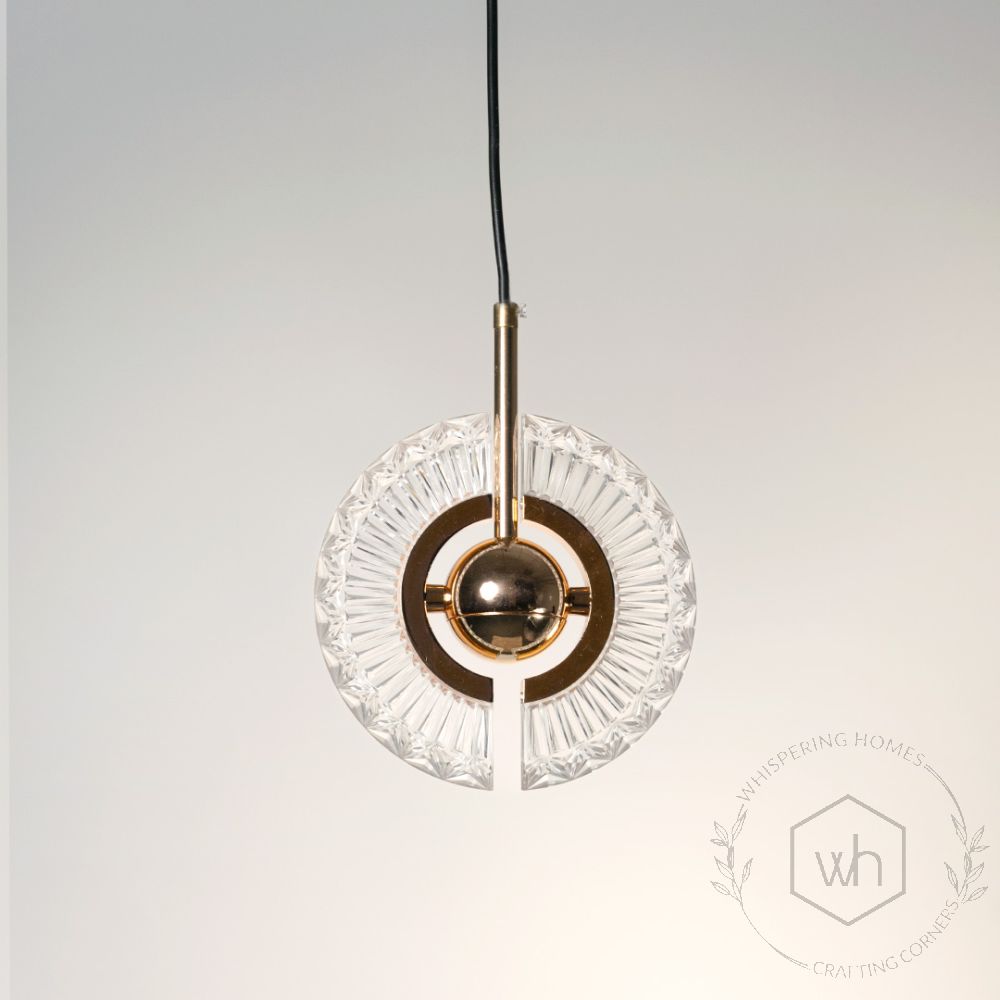 Wing Golden Glass Pendant Light Light Off White Background