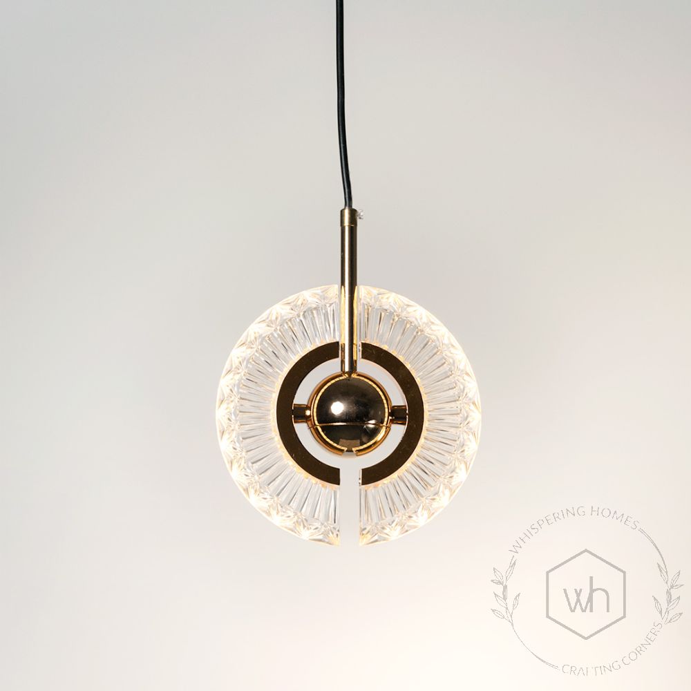 Wing Golden Glass Pendant Light Light On White Background