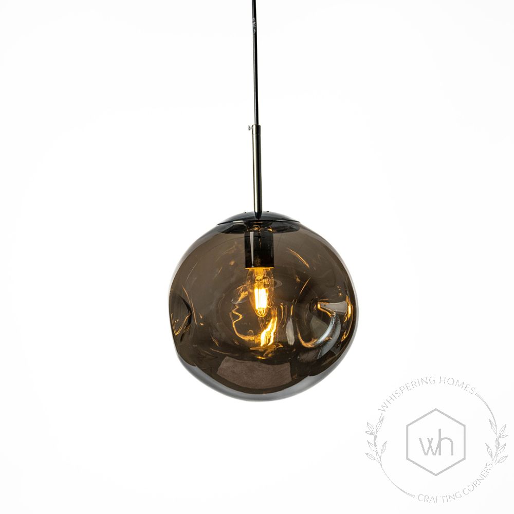 Postmodern Smoky Crystal Glass Pendant Light Light On White Background