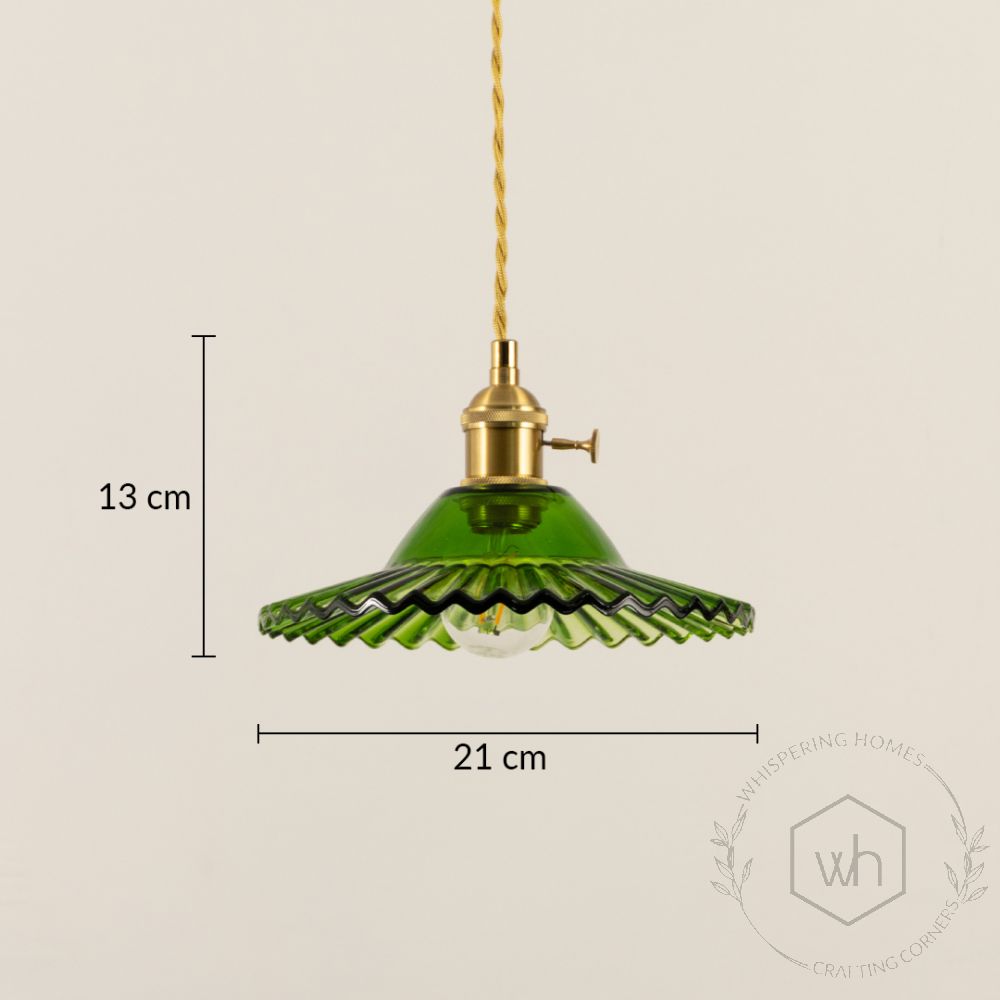 Ribbed Floral Glass Pendant Light Green Dimensions