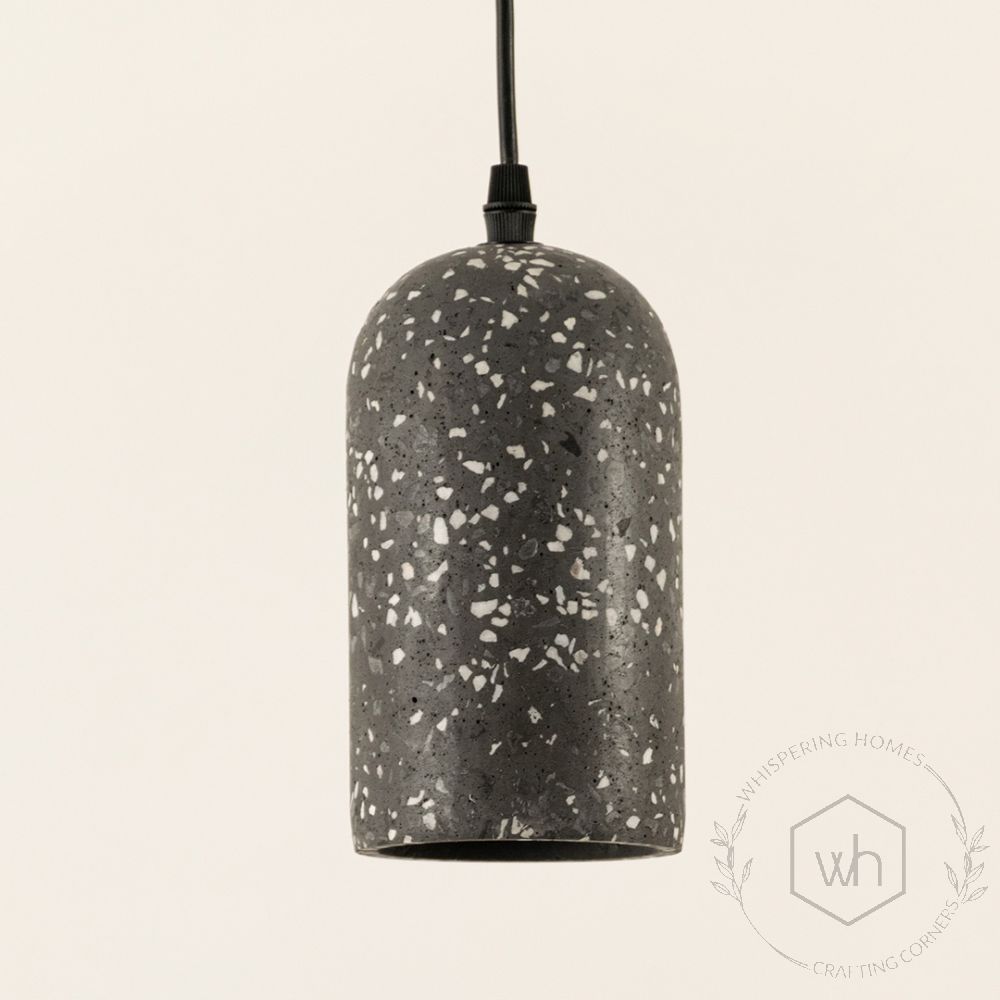 Terrazzo Cement Pendant Light Black Closeup