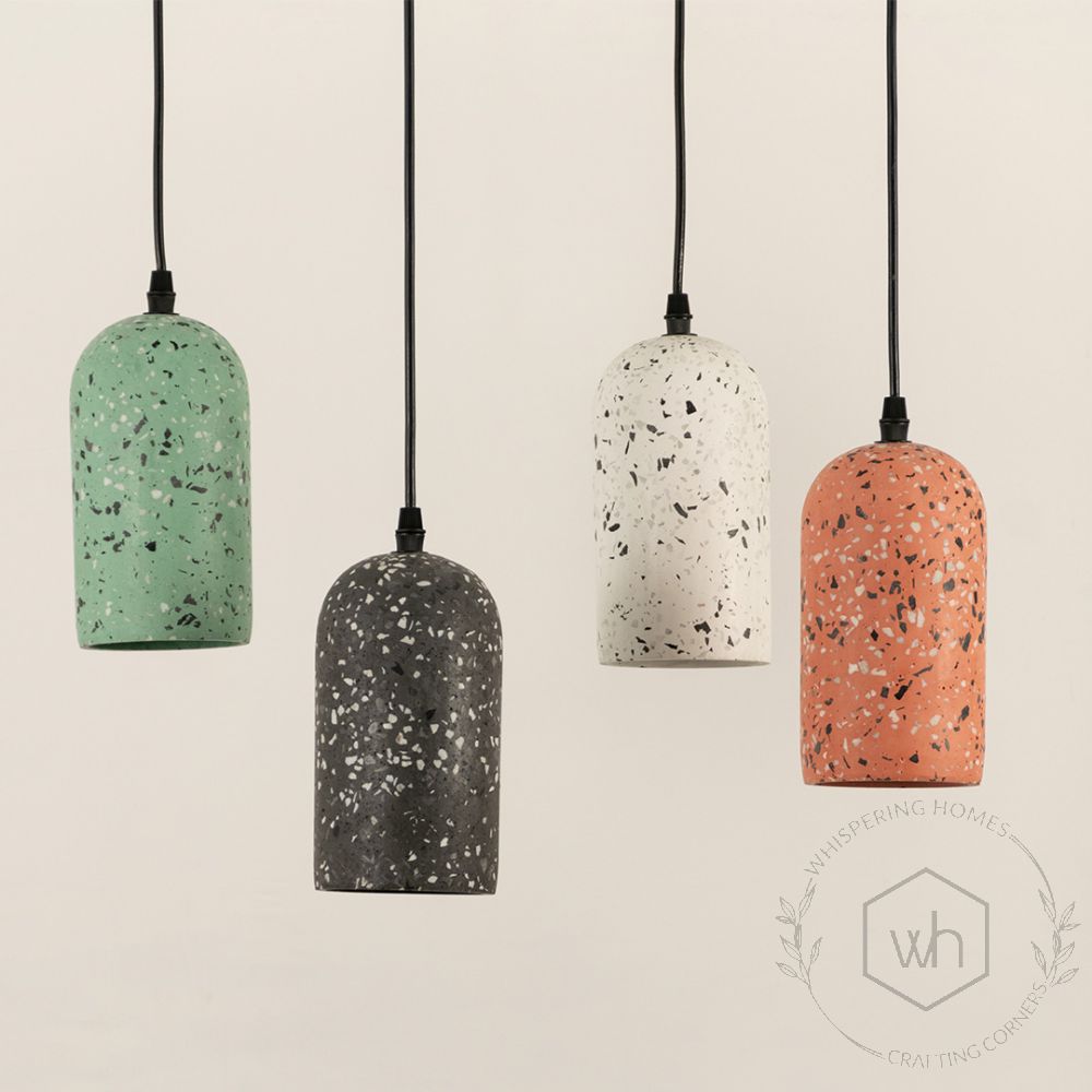 Terrazzo Cement Pendant Light Black Grouped 1