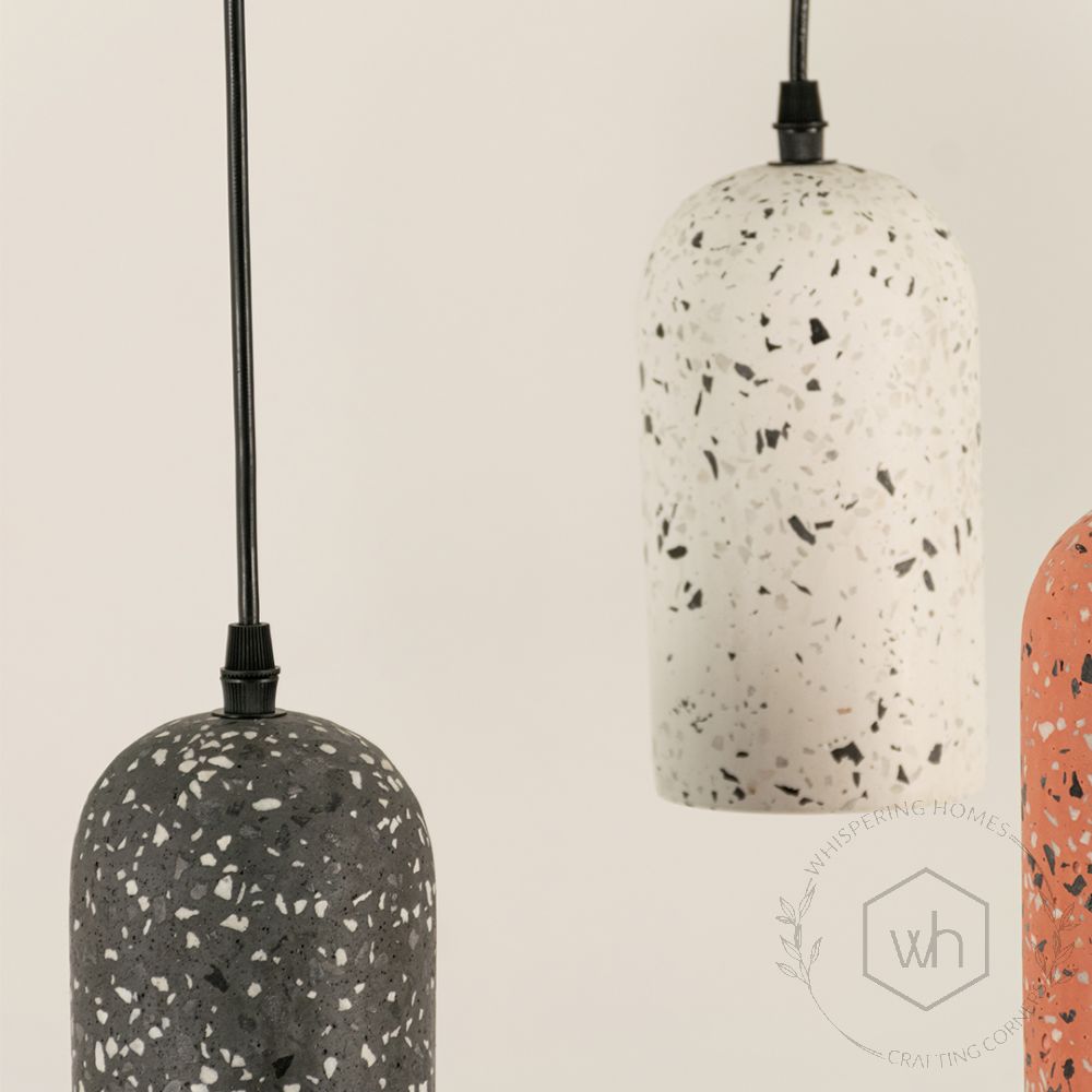 Terrazzo Cement Pendant Light Black Grouped 2