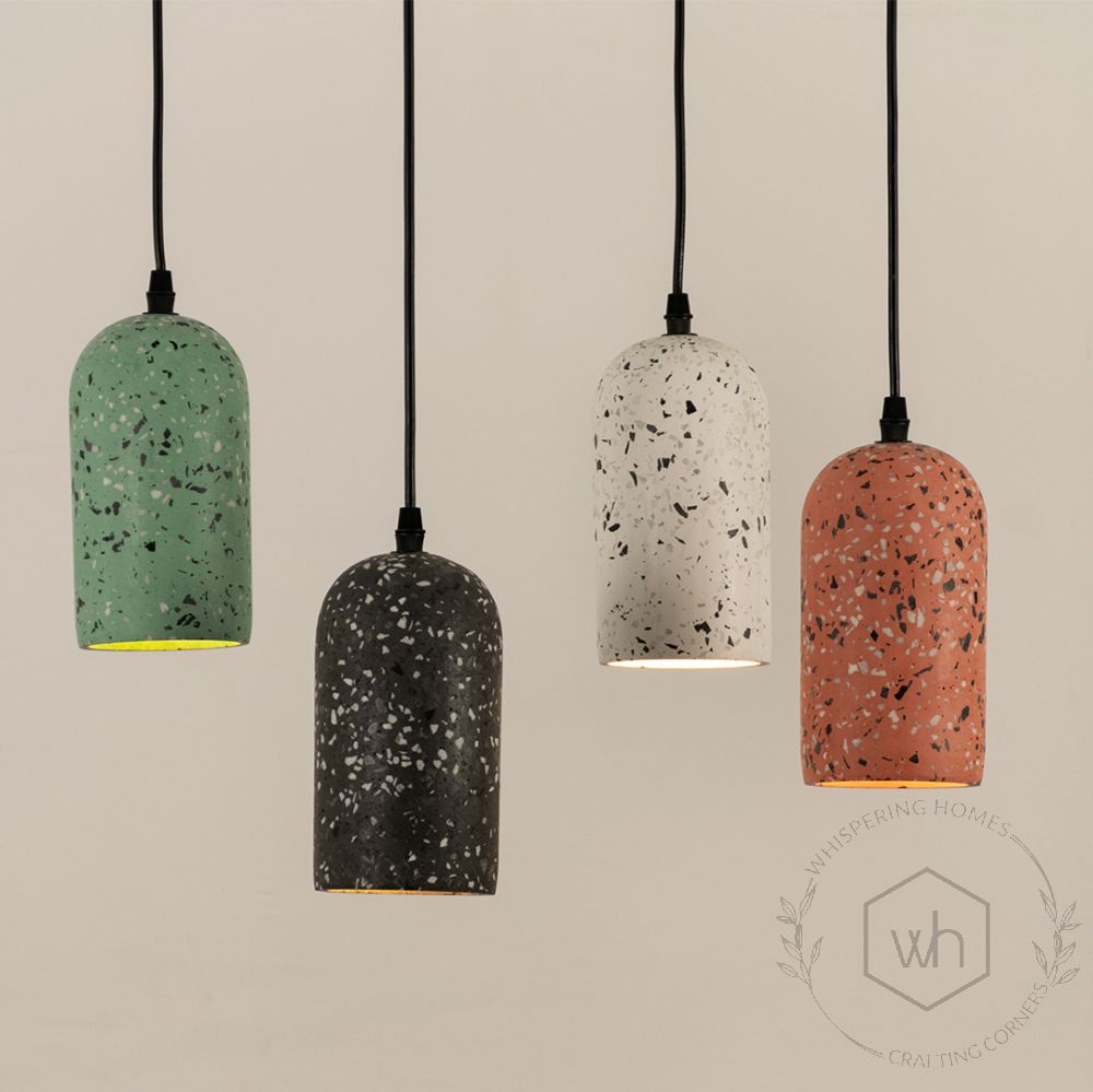 Terrazzo Cement Pendant Light Black Grouped