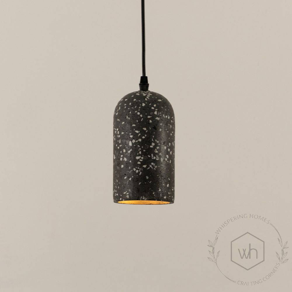 Terrazzo Cement Pendant Light Black Light On White Background