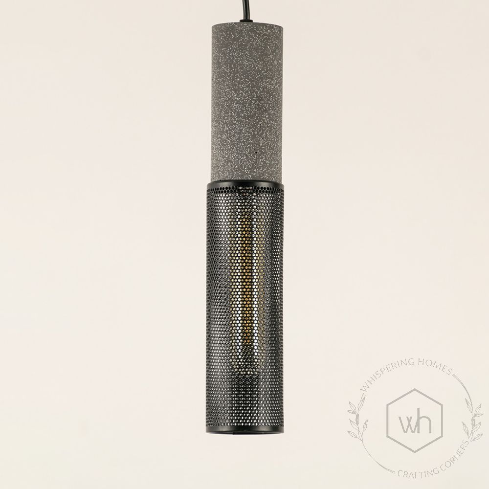 Cement Industrial Style Pendant Lamp Grey Closeup