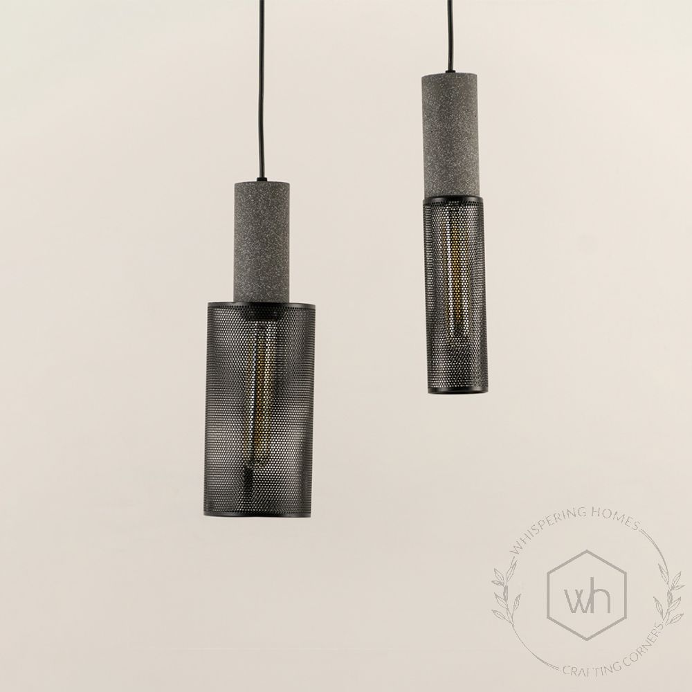 Cement Industrial Style Pendant Lamp Grey Grouped 1