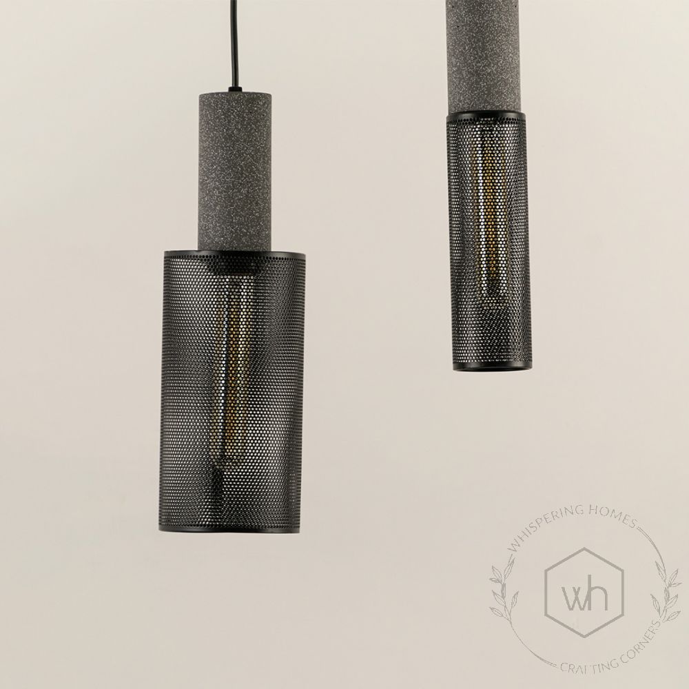 Cement Industrial Style Pendant Lamp Grey Grouped 2