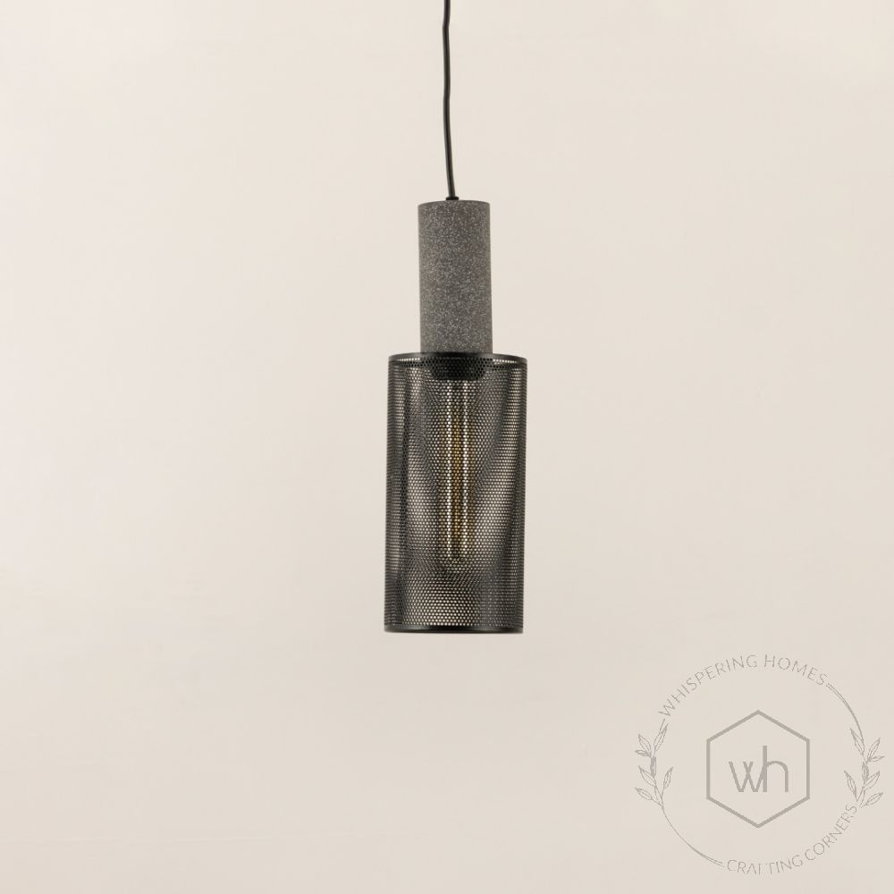 Aim Dark Grey Pendant Light Light Off White Background