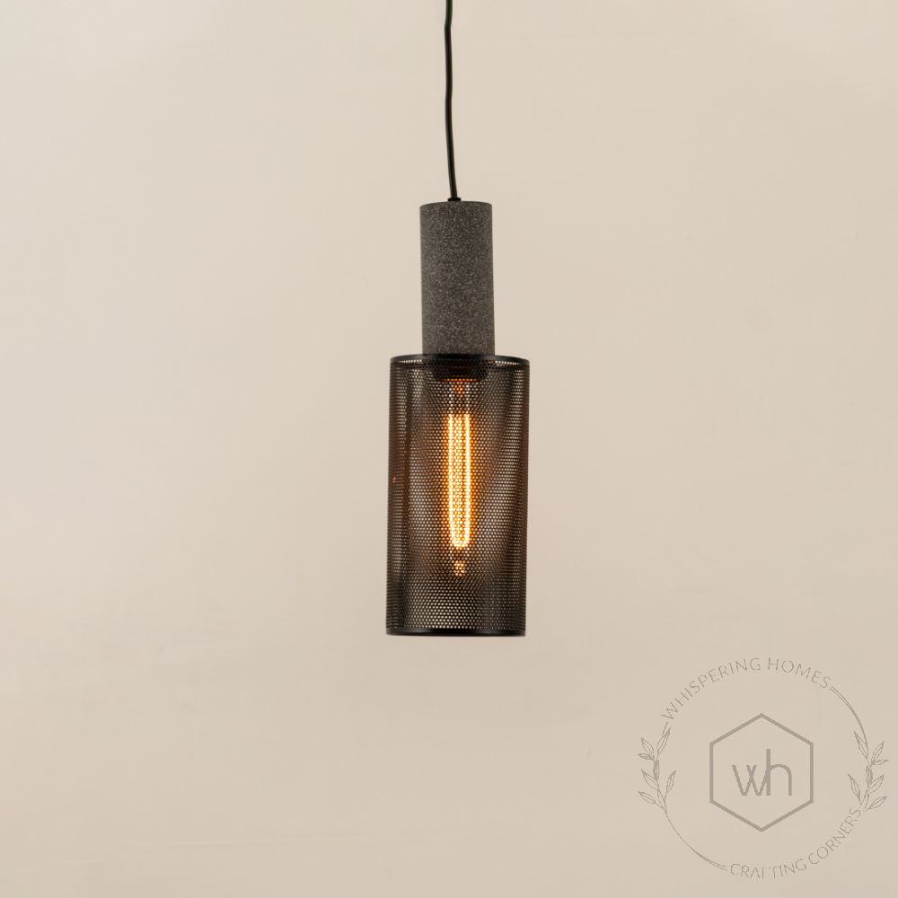 Aim Dark Grey Pendant Light Light On White Background