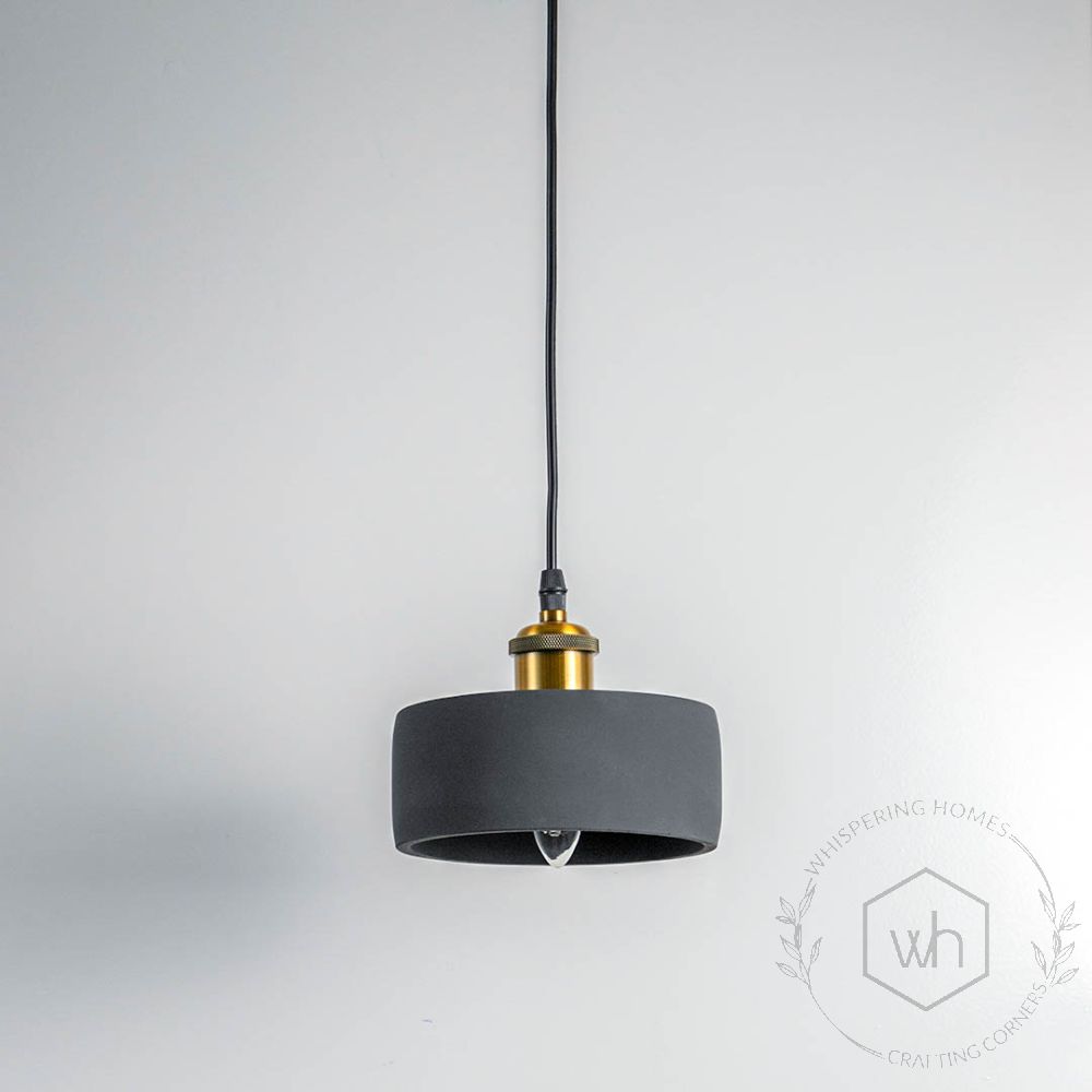 Mono Black Pendant Light Light Off White Background