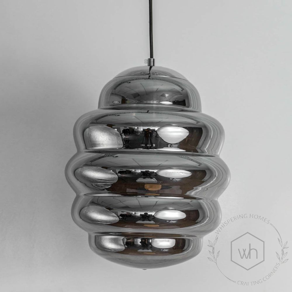 Cognac Smoky Glass Pendant Lamp Light Off White Background