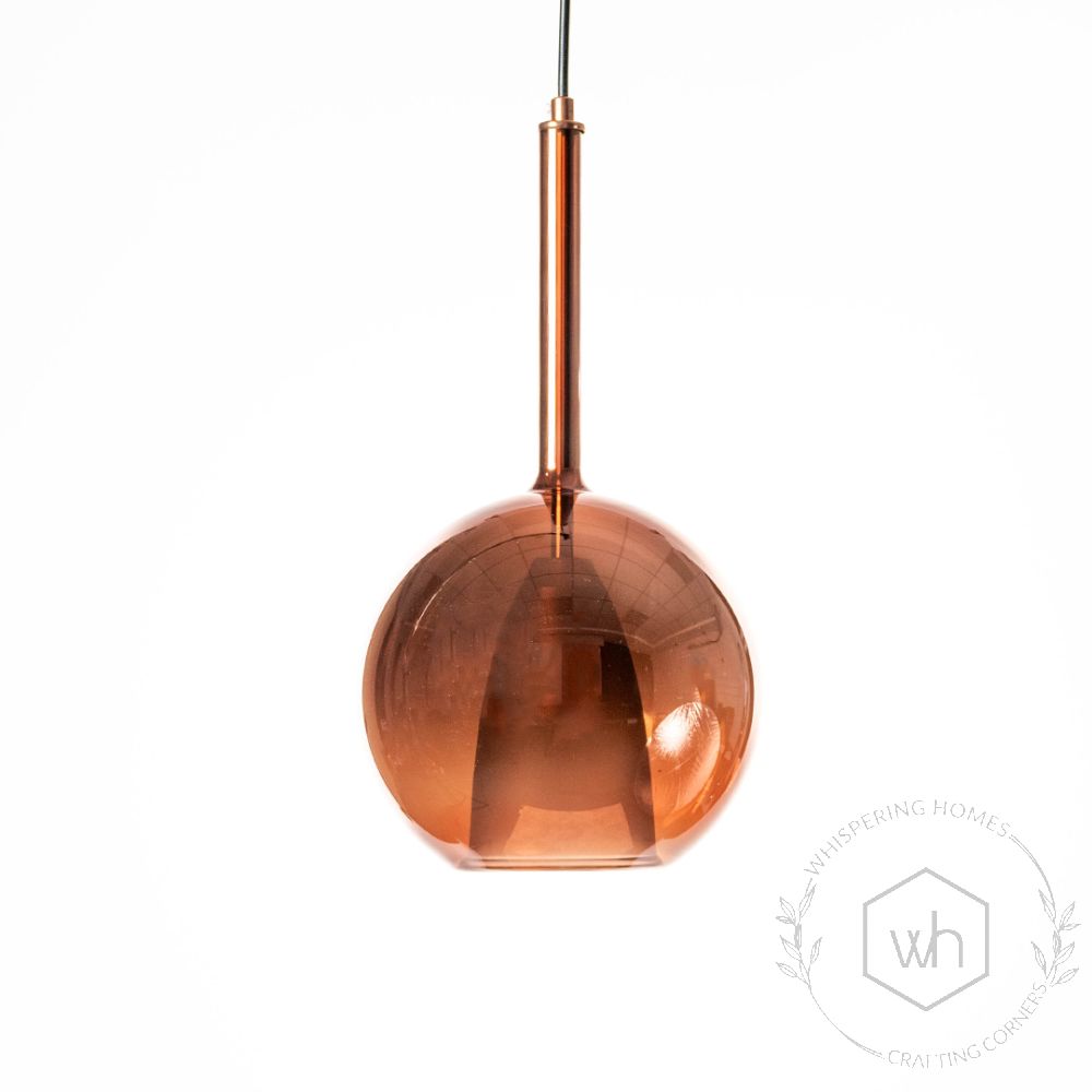 Deko Rose Gold Glass Hanging Light Light Off White Background